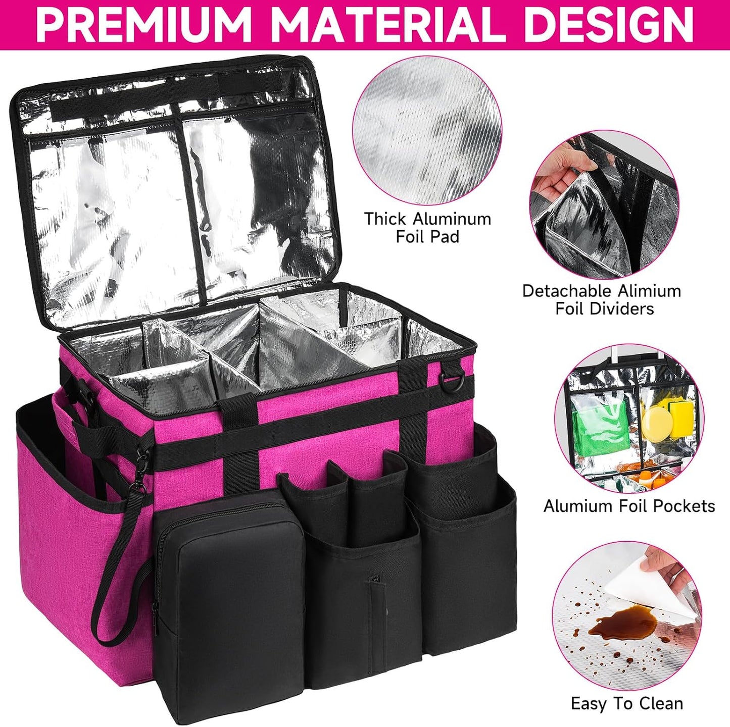 Cleaning Caddy Bag, Extra Large Cleaning Supply Bag for Housekeepers,Black | Sturdy Cleaning Caddy Organizer for Cleaning Supplies with Handle and Adjustable Shouder Strap, Easy to Clean Design