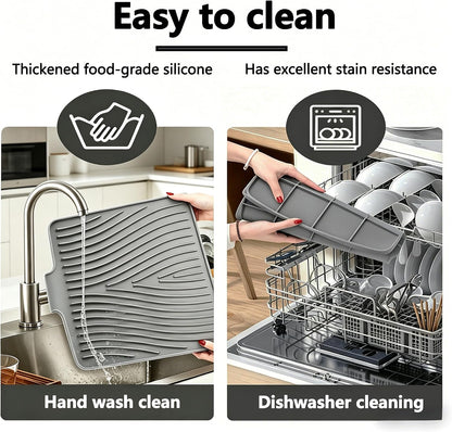 Kitchen Sink Splash Guard Gen2-30" x 6'' Silicone Sink Mat Splash Guard fit for Countertop, Bathroom,Farmhouse,RV by EBIGIC (Grey)