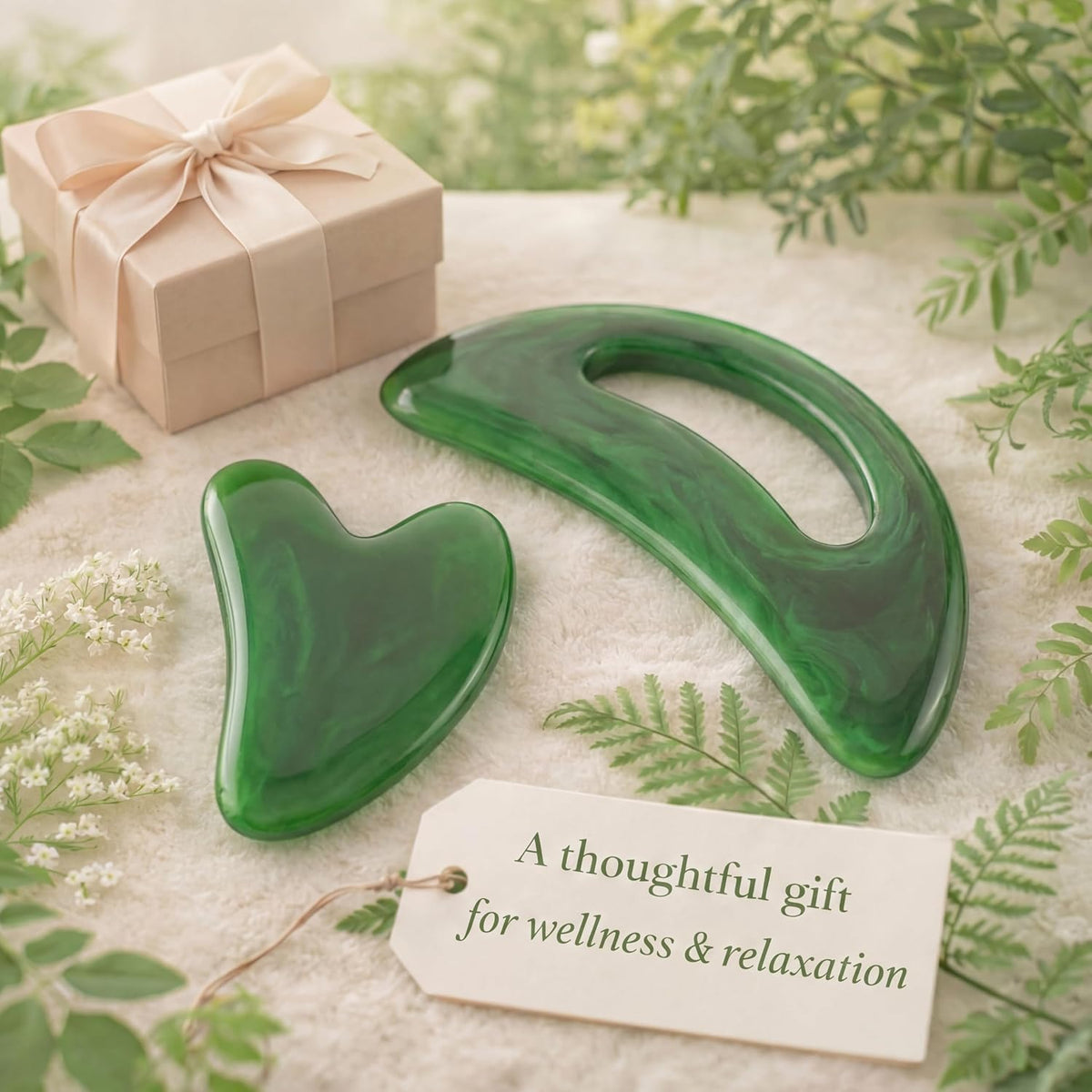 BBTO 2 Pcs Gua Sha Tools Body Scraper with Grip Facial Massage, Clear