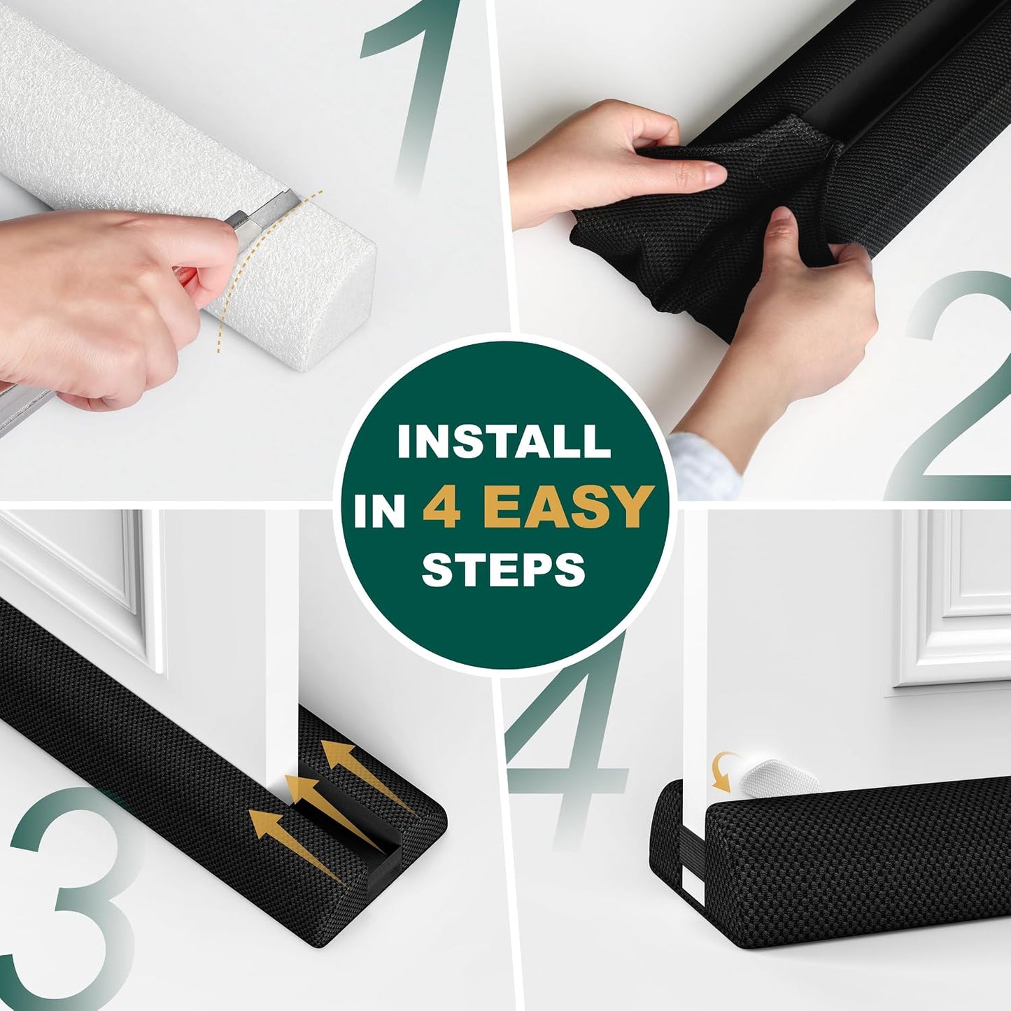 HADOR 30 Inch Door Draft Stopper, Fits 24-30" Doors, 0.5-1.7" Gaps, Gray | Double-Sided Under Door Gap Filler, Blocks Drafts, Dust, Light and Pet Hair, Easy Slide-On Fit, Machine Washable