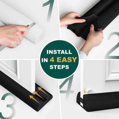 HADOR 30 Inch Door Draft Stopper, Fits 24-30" Doors, 0.5-1.7" Gaps, Gray | Double-Sided Under Door Gap Filler, Blocks Drafts, Dust, Light and Pet Hair, Easy Slide-On Fit, Machine Washable