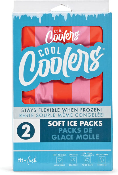 Cool Coolers by Fit & Fresh 2 Pack XL Soft Ice Packs for Cooler, Flexible Stretch Nylon, Lunch Box Ice Packs, Large Reusable Freezer Packs, Cornflower Blue