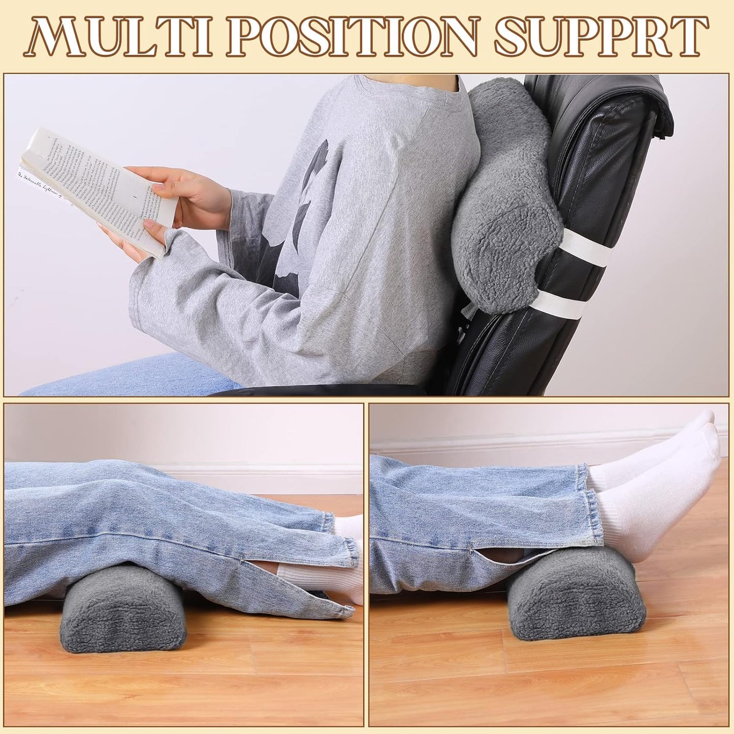 Sintuff Recliner Leg Rest Cushion Sofa Footrest Pillow with Cover Half Moon Bolster Pillow Under Knee Pillow for Sleeping On Back Alleviating Pain, 19.7 x 8 x 3.5 Inch (Coffee)