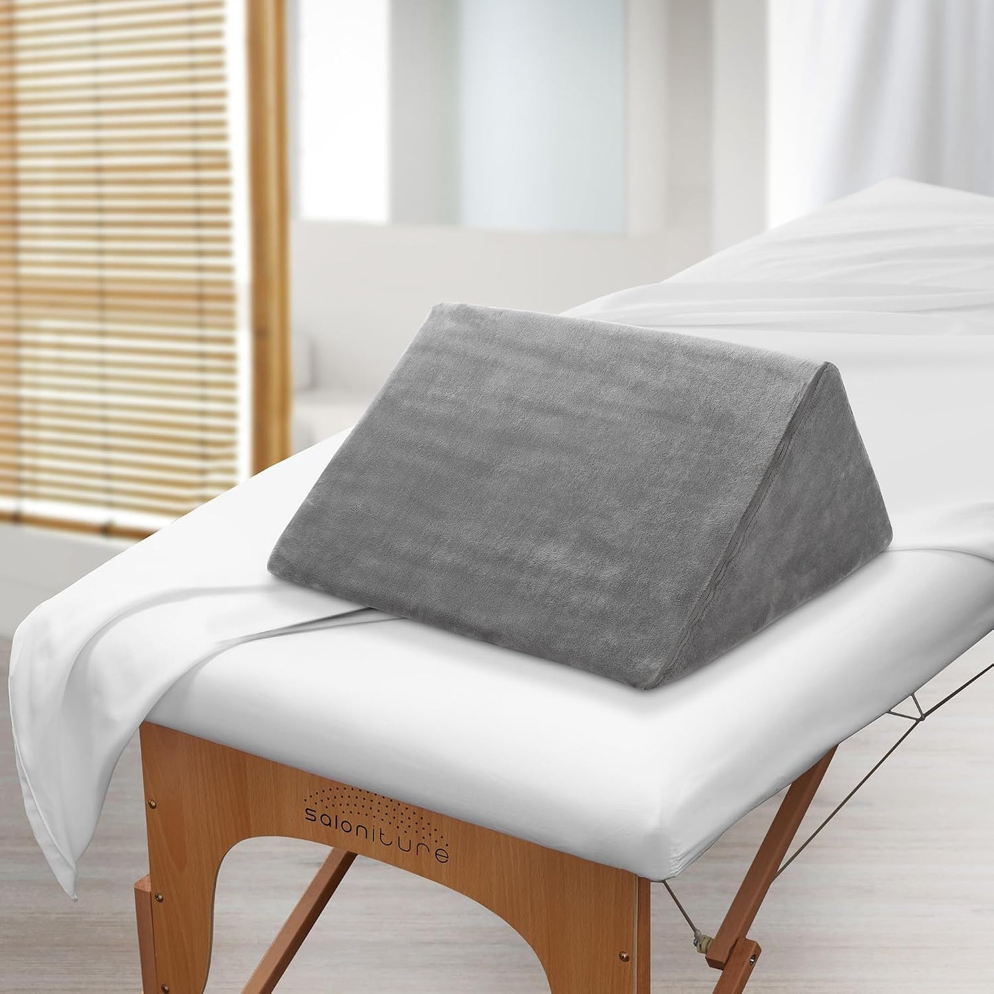 Saloniture Triangle Wedge Massage Table Bolster Under-Knee Pillow, Extra Large - 19 x 12 x 20 x 15.5 Inch - Black