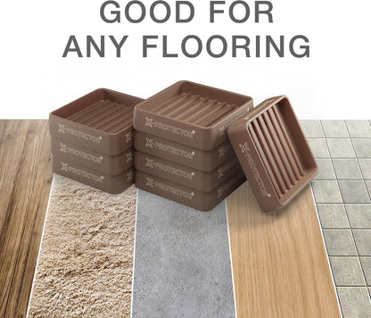 Furniture Cups X-PROTECTOR – 1.7" Caster Cups 4 PCS – Furniture Coaster | Ideal Bed Stoppers – Non Skid Furniture Pads with a Perfect Design – Lined Rubber Furniture Pads - Protect Any Flooring!