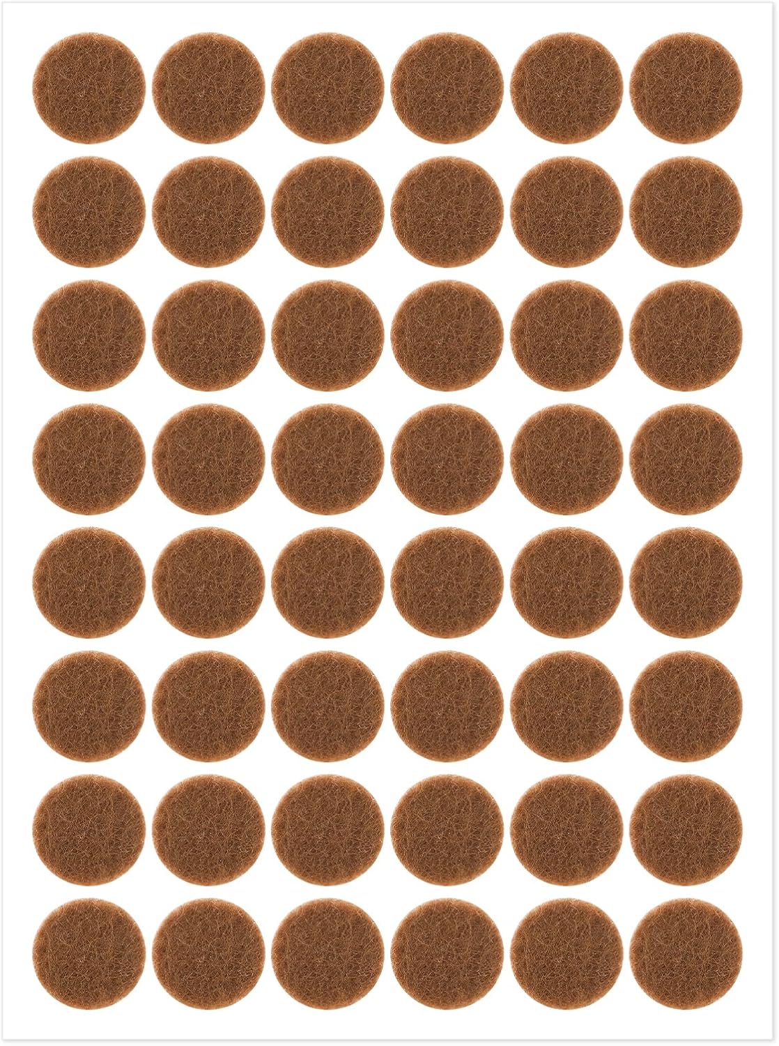 48 Pcs Brown Felt Cabinet Door Pads, 1/2 Inches Diameter Self Adhesive Felt Bumpers for Furniture Kitchen Cabinet Doors Floor Drawers Cupboards
