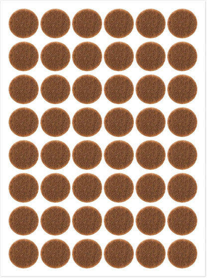 48 Pcs Brown Felt Cabinet Door Pads, 1/2 Inches Diameter Self Adhesive Felt Bumpers for Furniture Kitchen Cabinet Doors Floor Drawers Cupboards