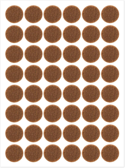 48 Pcs Brown Felt Cabinet Door Pads, 1/2 Inches Diameter Self Adhesive Felt Bumpers for Furniture Kitchen Cabinet Doors Floor Drawers Cupboards