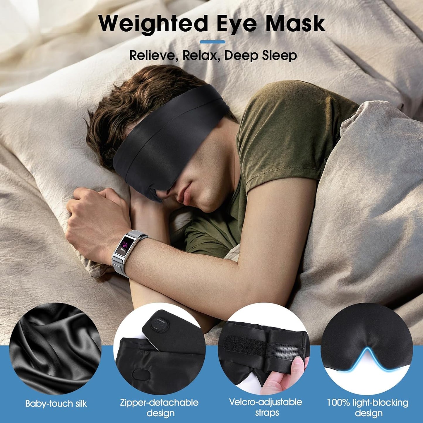 Heated Eye Masks for Dry Eyes, Cordless Silk Mask, 3 Heat Levels Electric Heating Pad for Eye Strain Relief & Fatigue,Ideal Eye Mask for Men Women,Sleep,Travel
