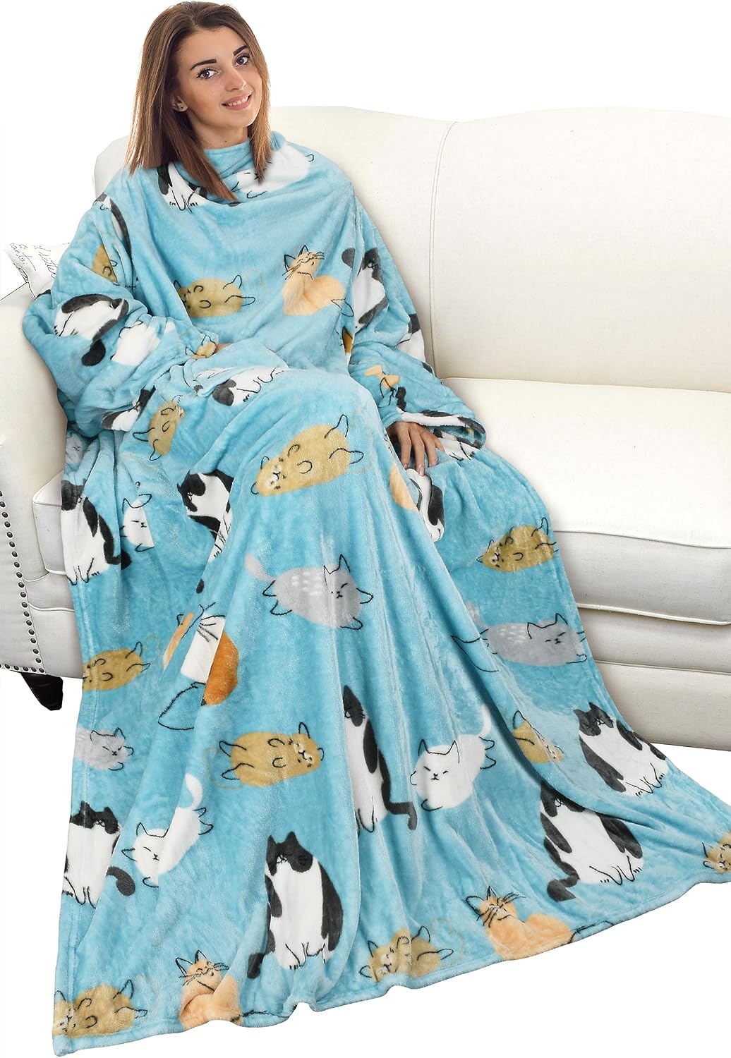 Catalonia Wearable Blanket with Sleeves for Women & Men, Fleece Wrap Throw | Cozy Sleeve Design for Hands-Free Comfort, Perfect for Reading, TV Time & Relaxing, Christmas & Birthday Gift