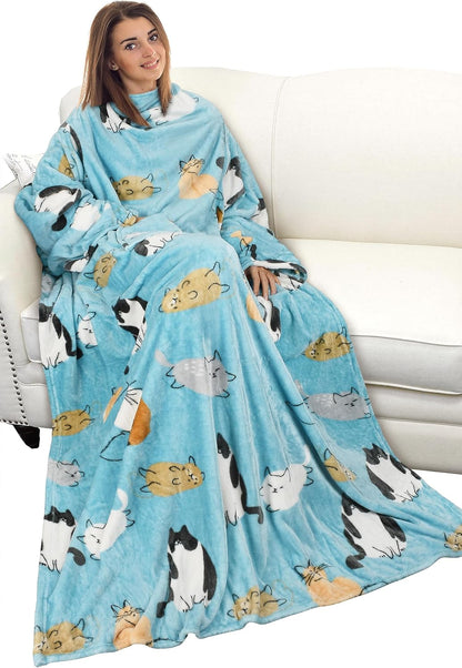 Catalonia Wearable Blanket with Sleeves for Women & Men, Fleece Wrap Throw | Cozy Sleeve Design for Hands-Free Comfort, Perfect for Reading, TV Time & Relaxing, Christmas & Birthday Gift