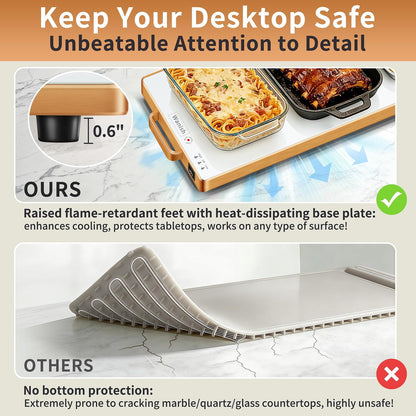 Electric Warming Tray,Extralong 47"x12",Tempered Glass Warming Mat for Food
