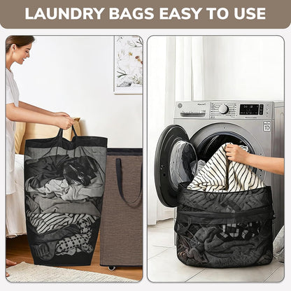 Goodpick 75L Laundry Basket with Wheels & Removable Wash Bag for Dorm | Rolling Laundry Basket with Handles for Dirty Clothes, Fodable Hamper for Laundry Room, Dorm Room Essentials, Grey