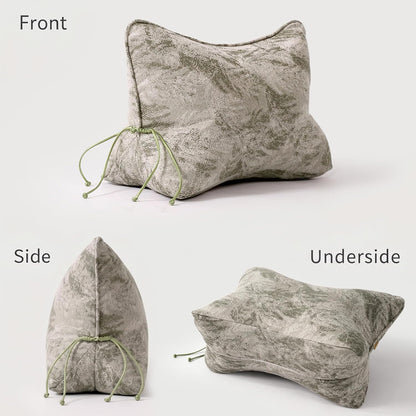 Pat. Pend. Lumbar Support Pillow, Reading Pillow, Moss Green | Back pillow for reading on a couch, sofa, or armchair; triangle cushion with removable, washable cover for lounging