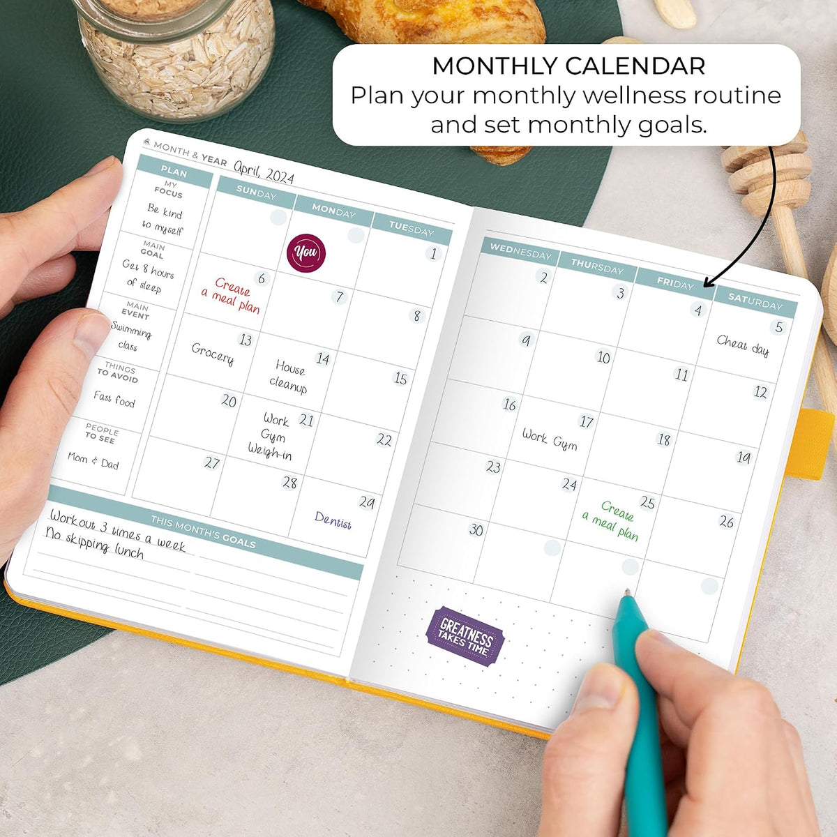 Clever Fox Food Journal for Women & Men, Weight Loss Tracker, Aquamarine