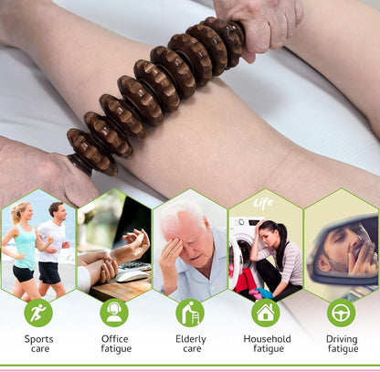 Manual Wood Therapy Massage Stick, Wooden Cellulite Muscle Roller for Legs | Body Sculpting, Lymphatic Drainage Massager, Wooden Massage Tools for Trigger Points Relief, Sore Muscle Recovery