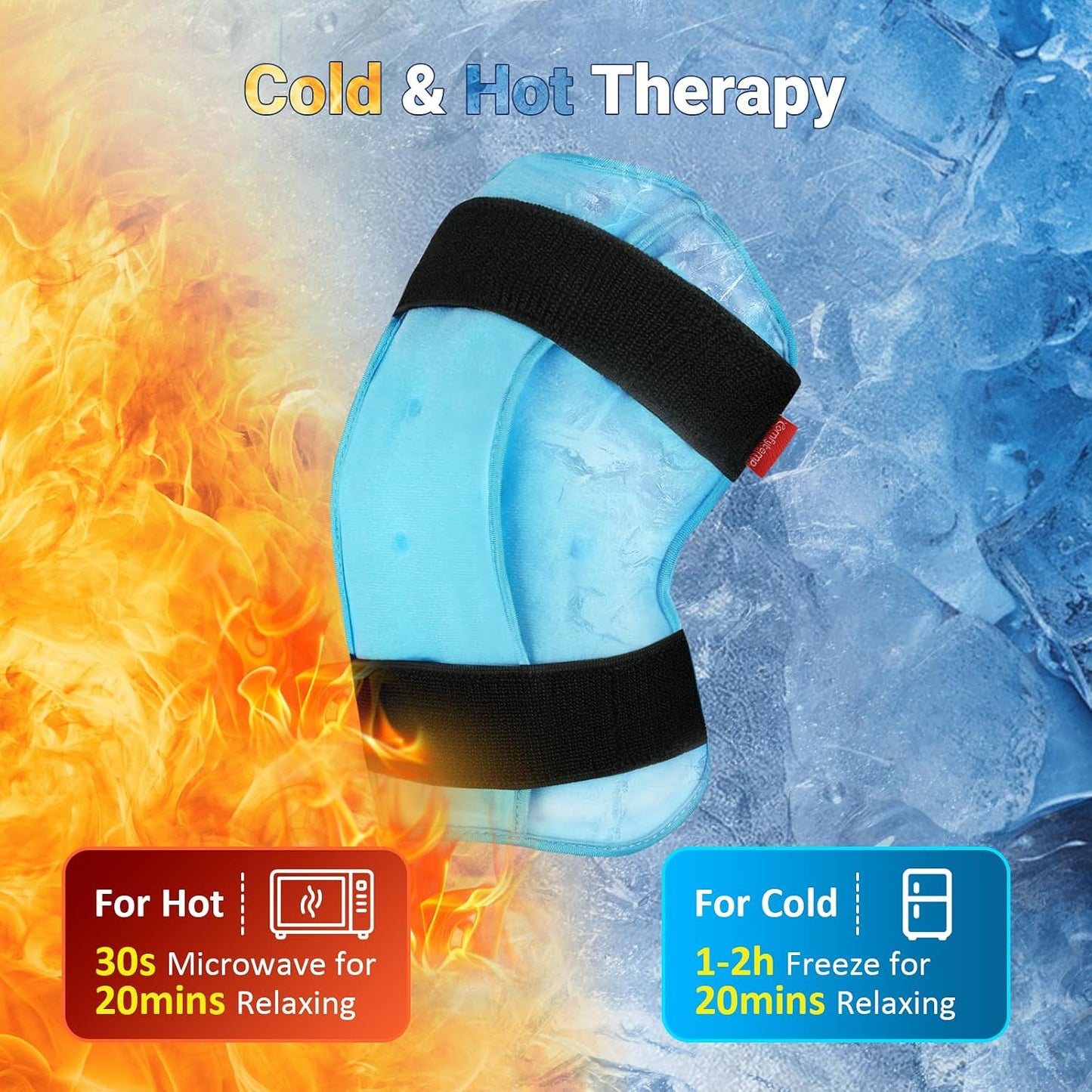 Comfytemp Large Knee Ice Pack Wrap Reusable Gel, FSA Eligible HSA, Full Coverage Knee Cold Compression Brace for Injuries, Pain Relief, Replacement Recovery, Arthritis, Surgery, Women Men Gift