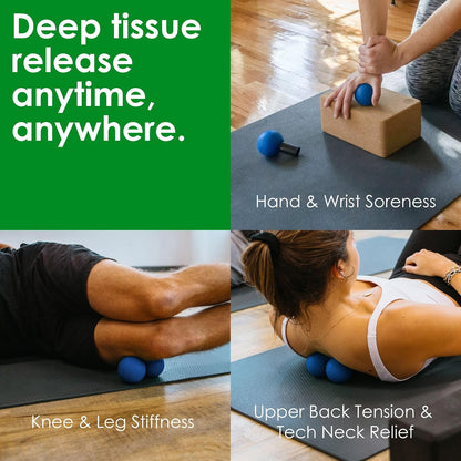 2-in-1 Medium Peanut & Lacrosse Ball Roller | Deep Tissue Massage Tool for Fascia, Plantar Fasciitis, Hips & Back | Mobility & Recovery Roller | Compact, Travel-Friendly, Pilates & Therapy Ready