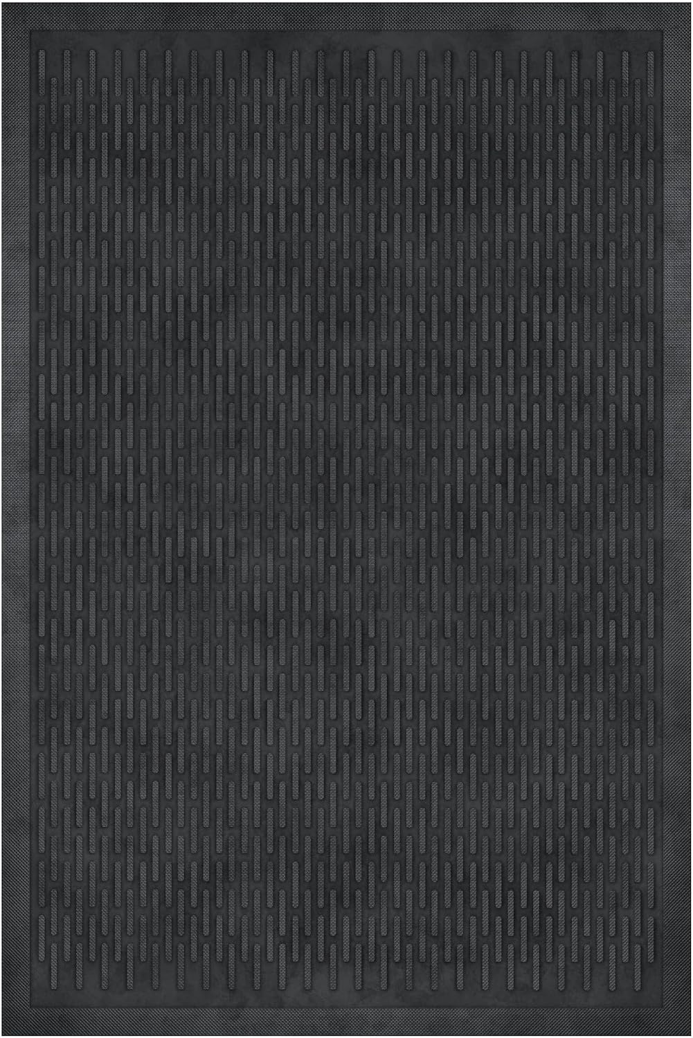 Ottomanson Heavy Duty Rubber Floor Mat – Non-Slip, Waterproof, Easy to Clean – Boot Tray Utility Mat for Shoes, Boots, Entryway, or Pet Feeding Area – Durable, Hose Washable – 16" x 32", Black