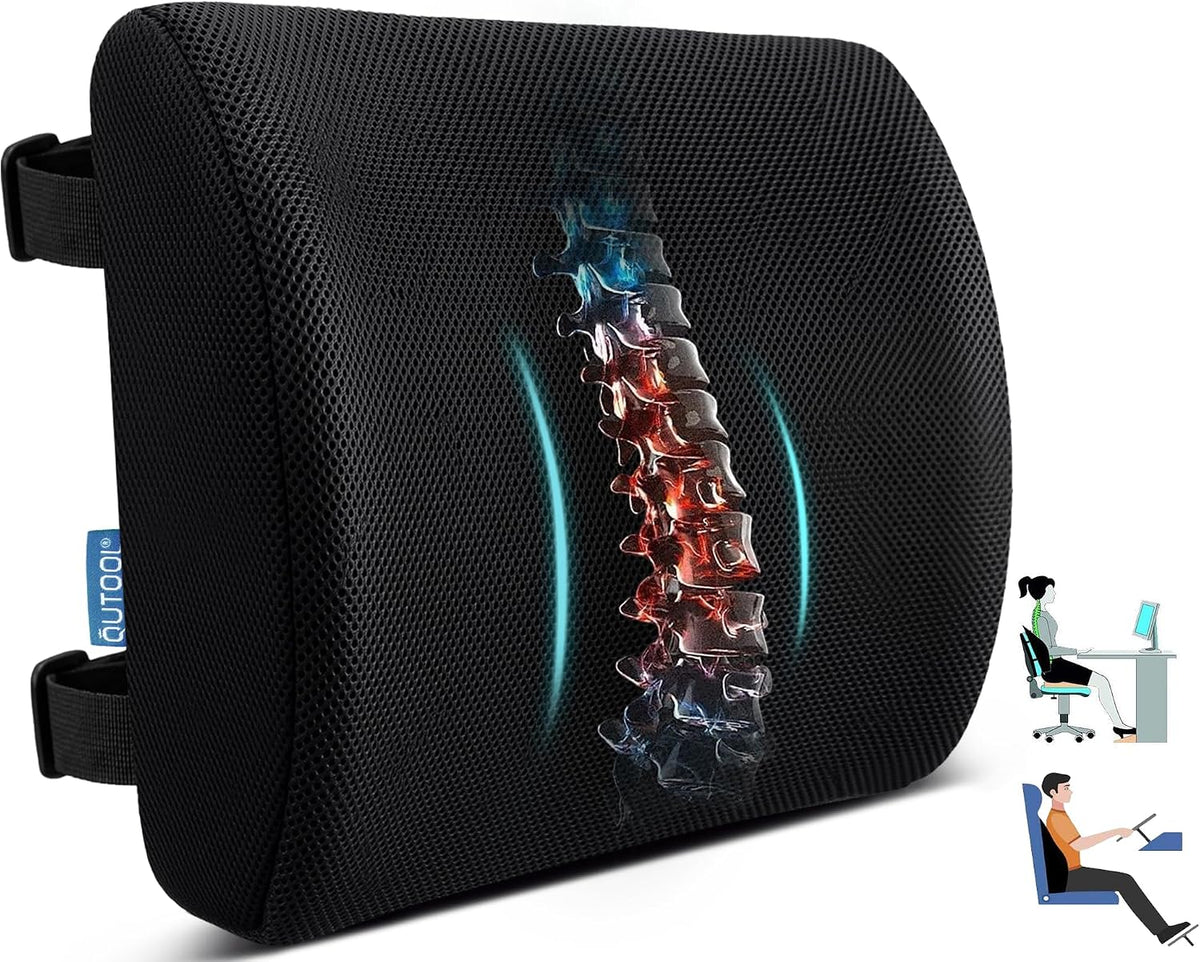 Lumbar Support Pillow for Office Chair, Office Home Essentials,Gifts for Mom,Dad, Back Support Pillow for Car, Chair Cushions,Back Pain Relief Improve Posture,Mesh Cover Double Adjustable Straps