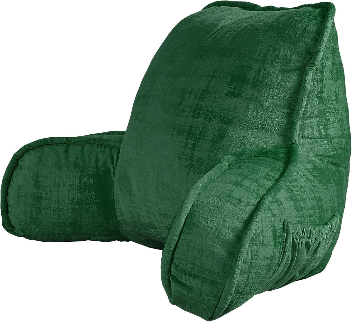 DIY Assembly Art Velvet Backrest Reading Bed Rest Pillow with Arms & Pockets, 18" H for Sitting in Bed Couch Sofa, Back Support Cushion with Removable Cover, 20"x18"x17", Aqua