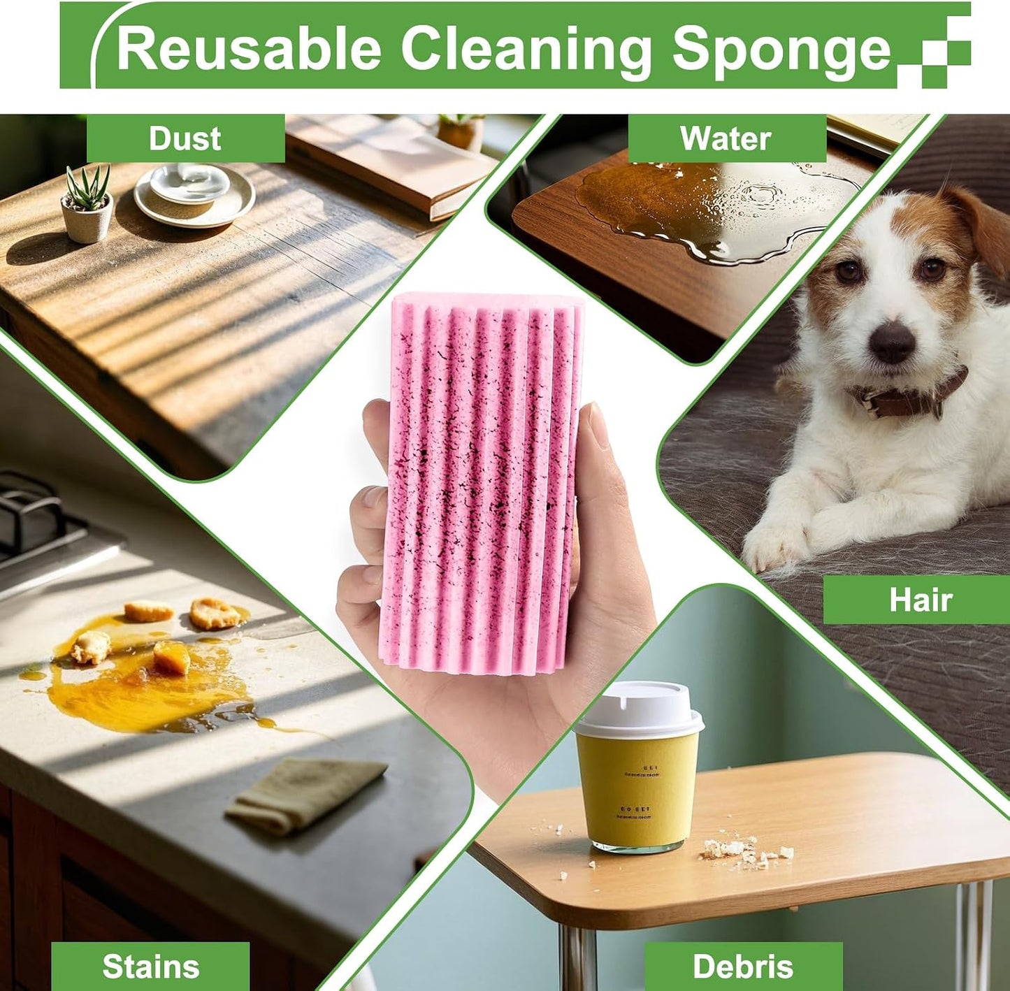 Jeymei Damp Clean Duster Sponge,4Pcs Grey Dust Sponge for Cleaning | Damp Dusting Sponge with Ridges,Baseboard Cleaning Tool,Reusable Wet Duster Sponge,Household Cleaning Sponges for Blinds