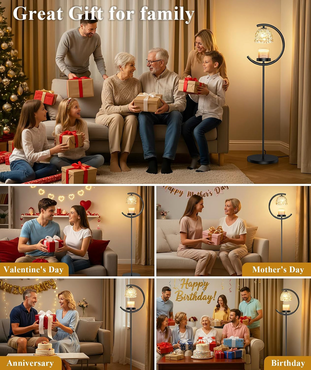 seenlast Candle Warmer Floor Lamp with Timer and Dimmer