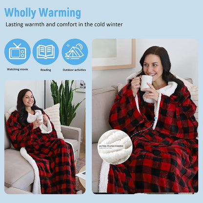 Catalonia Sherpa Wearable Blanket with Sleeves Arms