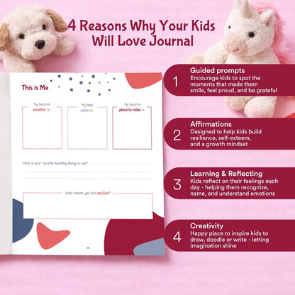 Sonder Kids Wellness Gratitude Journal - Kids Journal for Girls and Boys, Hands-On Activities like Crosswords, Coloring and Nature Prompts, Undated, Ages 6-12, 56 pages