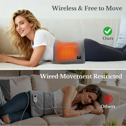 Cordless Heating Pad for Back, Rechargeable Electric Heat Wrap | Wearable Heat Wrap With Adjustable Straps, 15000Mah Battery, 3 Heat Settings And Auto Shut-Off For Home, Office And Travel.