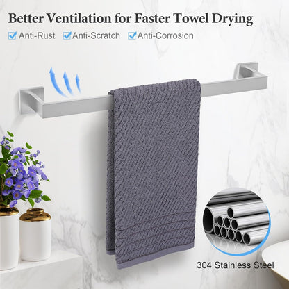 TURS Bathroom Hardware Set Black 4-Piece Towel Bar Set Include 24 Inch Towel Bar Hand Towel Holder Towel Hook Toilet Paper Holder with Shelf Wall Mounted Stainless Steel Bathroom Accessories Set