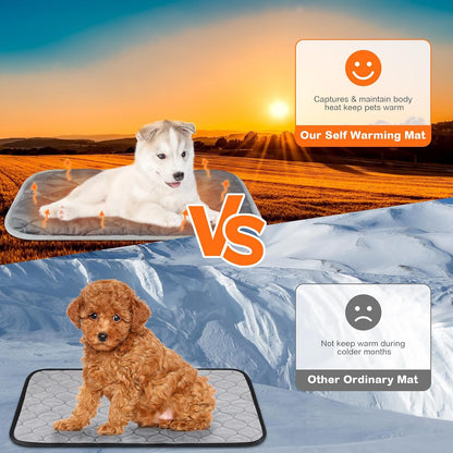 2 Pack Self Heating Cat Mat Self Warming Pet Pads Washable Kennel Mat Dog Crate Pad Reflects Body Heat Non Skid Cat Thermal Pads for Puppy Indoor Outdoor(Black,16 x 20 Inches)