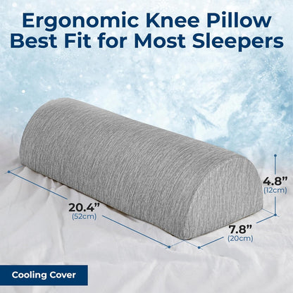 5 STARS UNITED Knee Pillow for Back Sleeping – Half Moon Bolster Pillow for Legs, Under Knee Pillow for Sleeping on Back, Memory Foam Leg Pillow for Back Pain, Gray