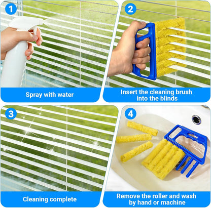 3pcs Window Blind Cleaner Duster Tool,2026 New Cleaning Tools,7 Fingers Washable Microfiber Dusters for Cleaning,Crevice Cleaning Brush, Duster for Venetian Blinds & Air Conditioner Vents（Orange
