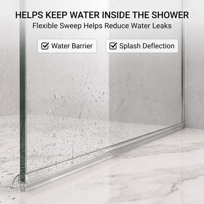 3 Pack Shower Door Bottom Seal Strip 39" – Frameless Glass Shower Door Seal for 3/8" (10mm) Glass, Clear Shower Door Sweep Replacement, Leak Guard Glass Shower Door Seal Strip Bottom