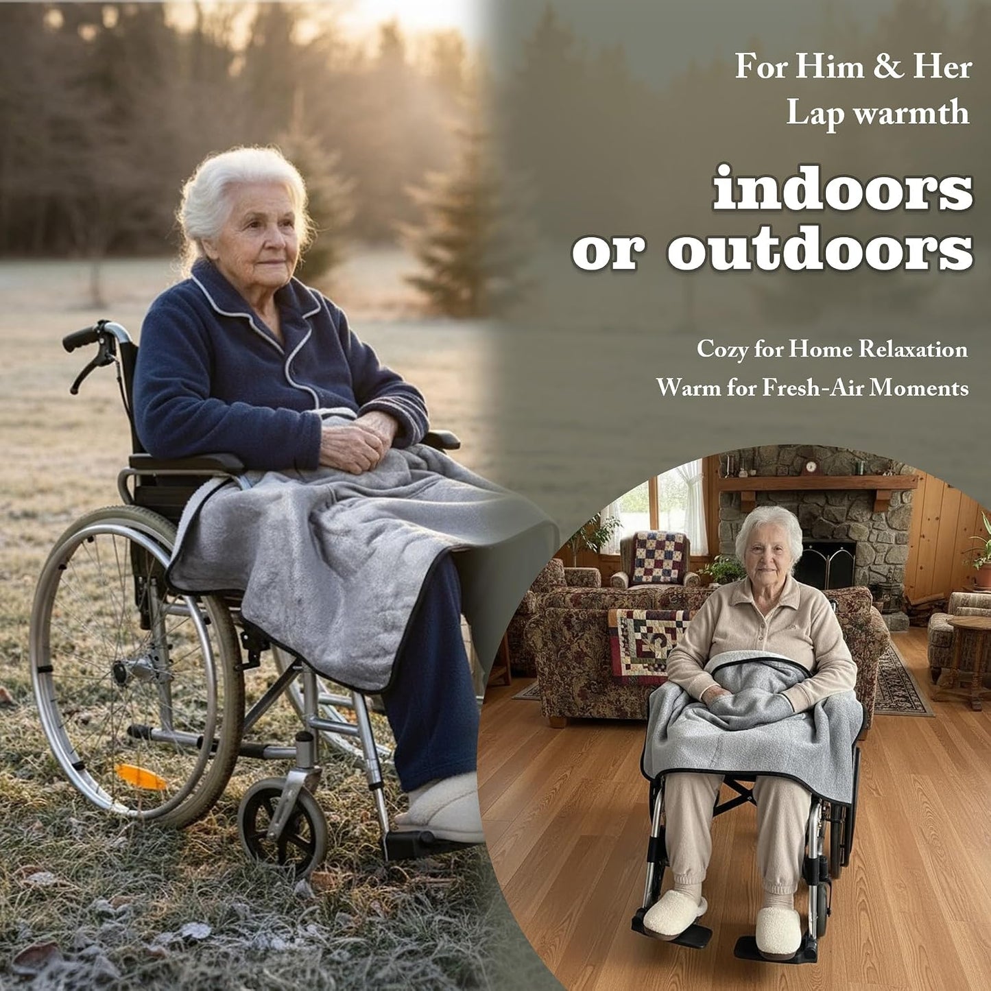 Wheelchair Lap Blanket for Seniors, 43" * 28" Soft Sherpa Lined Knee & Lap Cover, Warm Lightweight Throw with Snap Buttons, Cozy Comfort for Elderly & Caregivers, Wine Red