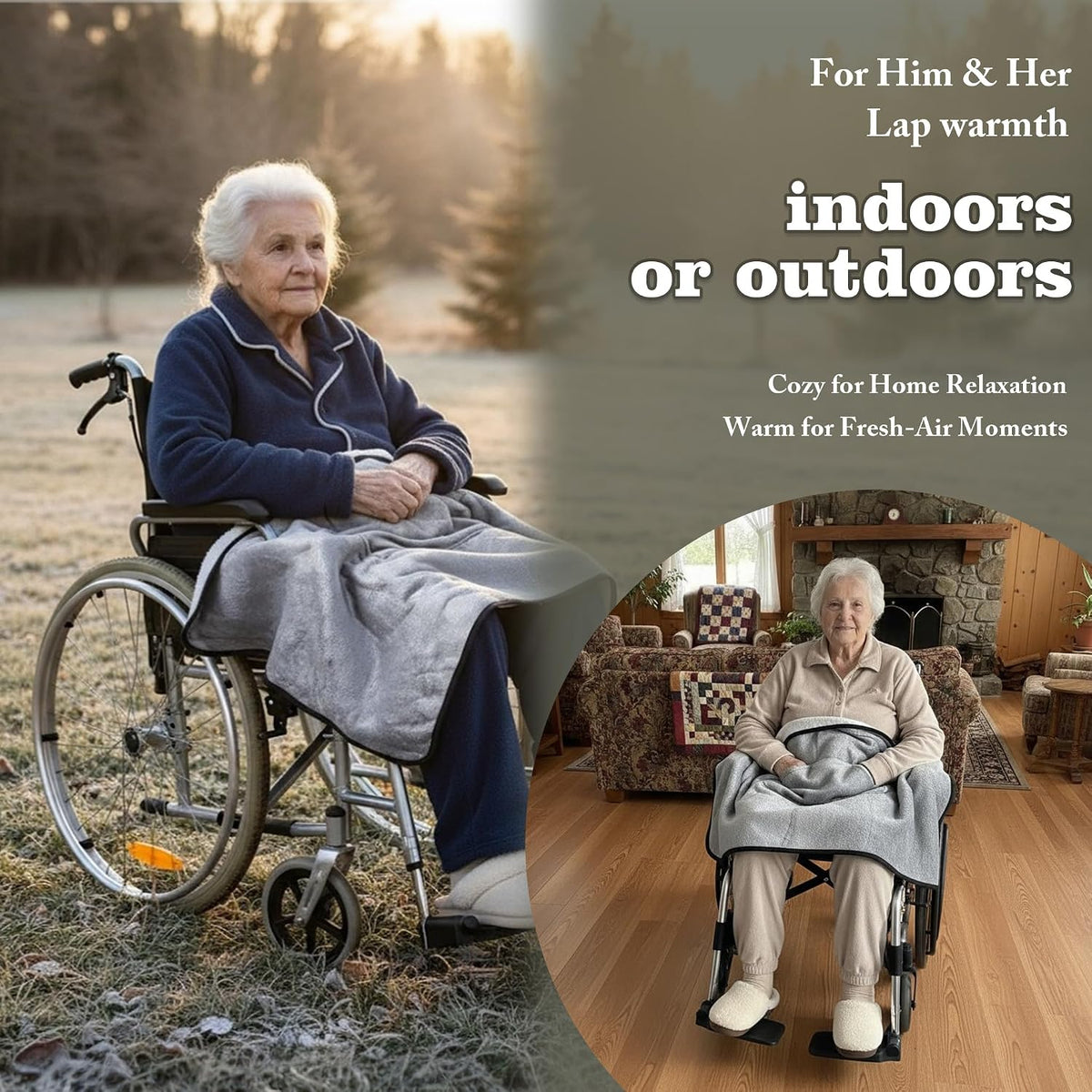 Wheelchair Lap Blanket for Seniors, 43" * 28" Soft Sherpa Lined Knee & Lap Cover, Warm Lightweight Throw with Snap Buttons, Cozy Comfort for Elderly & Caregivers, Wine Red