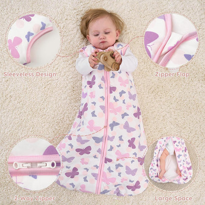 Yoofoss Baby Sleep Sack 0-6 Months Wearable Blanket for Babies 100% Organic Cotton 2-Way Zipper TOG 0.5 Toddler Sleeping Sack 3 Pack, Sleep Sacks