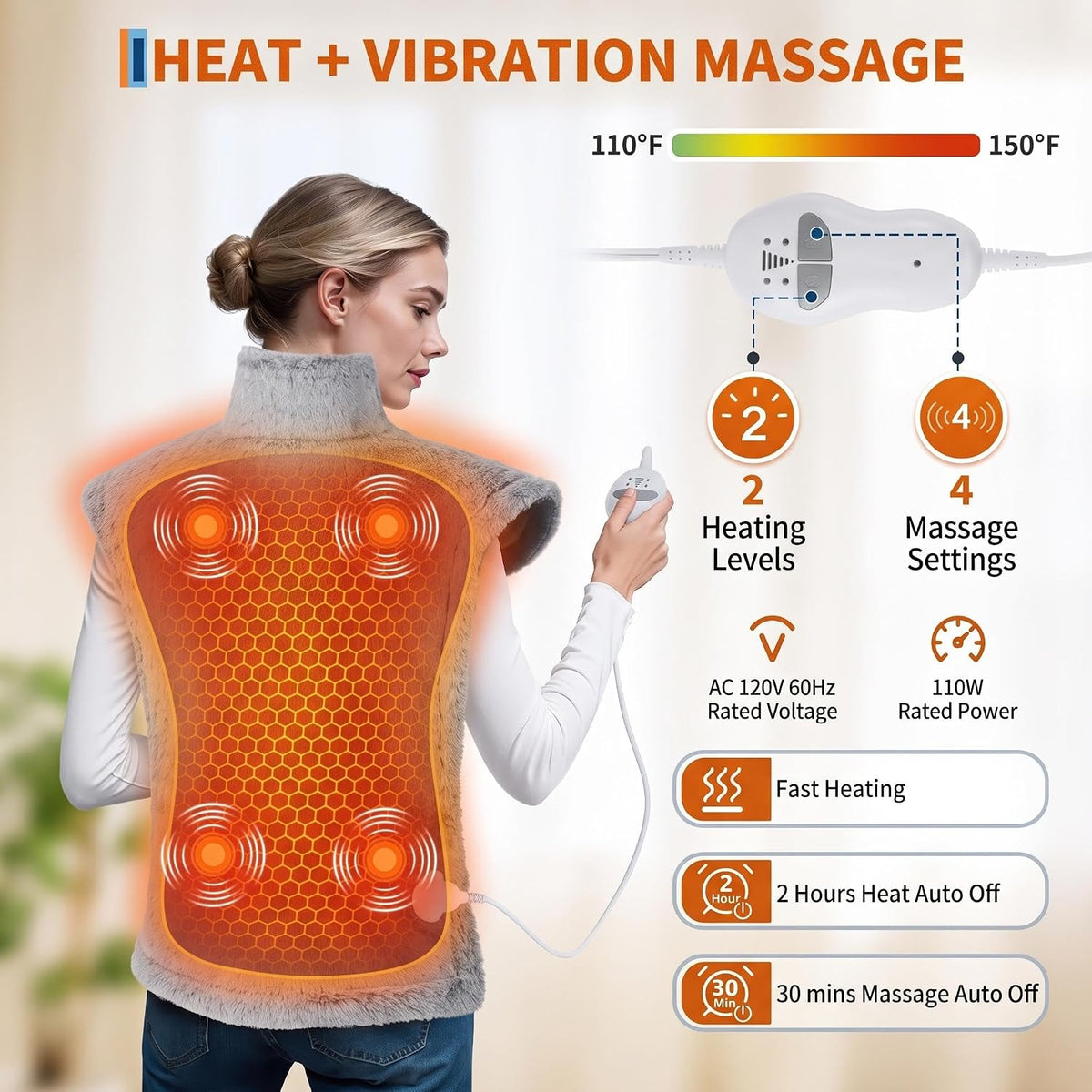 Massaging Heating Pad for Neck and Shoulders and Back, Gifts for Mom Dad