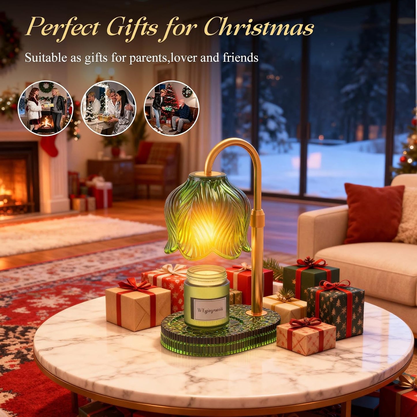 Flower Candle Warmer Lamp, Timer & 4-Level Dimmer, Adjustable Height | Flameless Electric Wax Warmer for Jar Candles, Includes 2 Bulbs, Pink, Home Decor Gift for Mom & Women, Housewarming