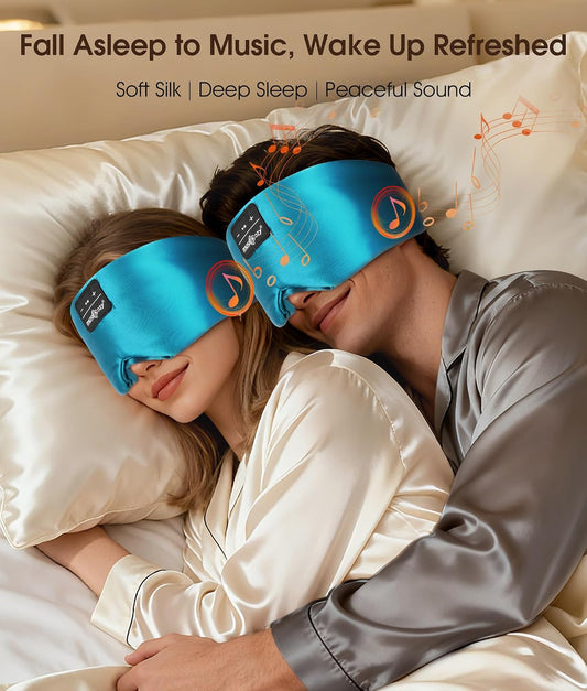 MUSICOZY 3D Mulberry Silk Sleep Mask Bluetooth 5.4 Headphones Full Coverage | Luxury Silk Eye Mask with Blackout Design Ultra Thin Speakers, Side Sleeper Comfort for Travel Relaxation Gifts for Men Women