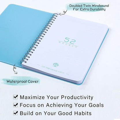 Undated Weekly Planner With Habit Tracker & To Do List 5.7 x 8.0 inch | Avoid Unfocused Busywork,Productivity Organizer,No-Bleed Thick Pages,Portable Size,Lay-Flat Spiral for Hands Free