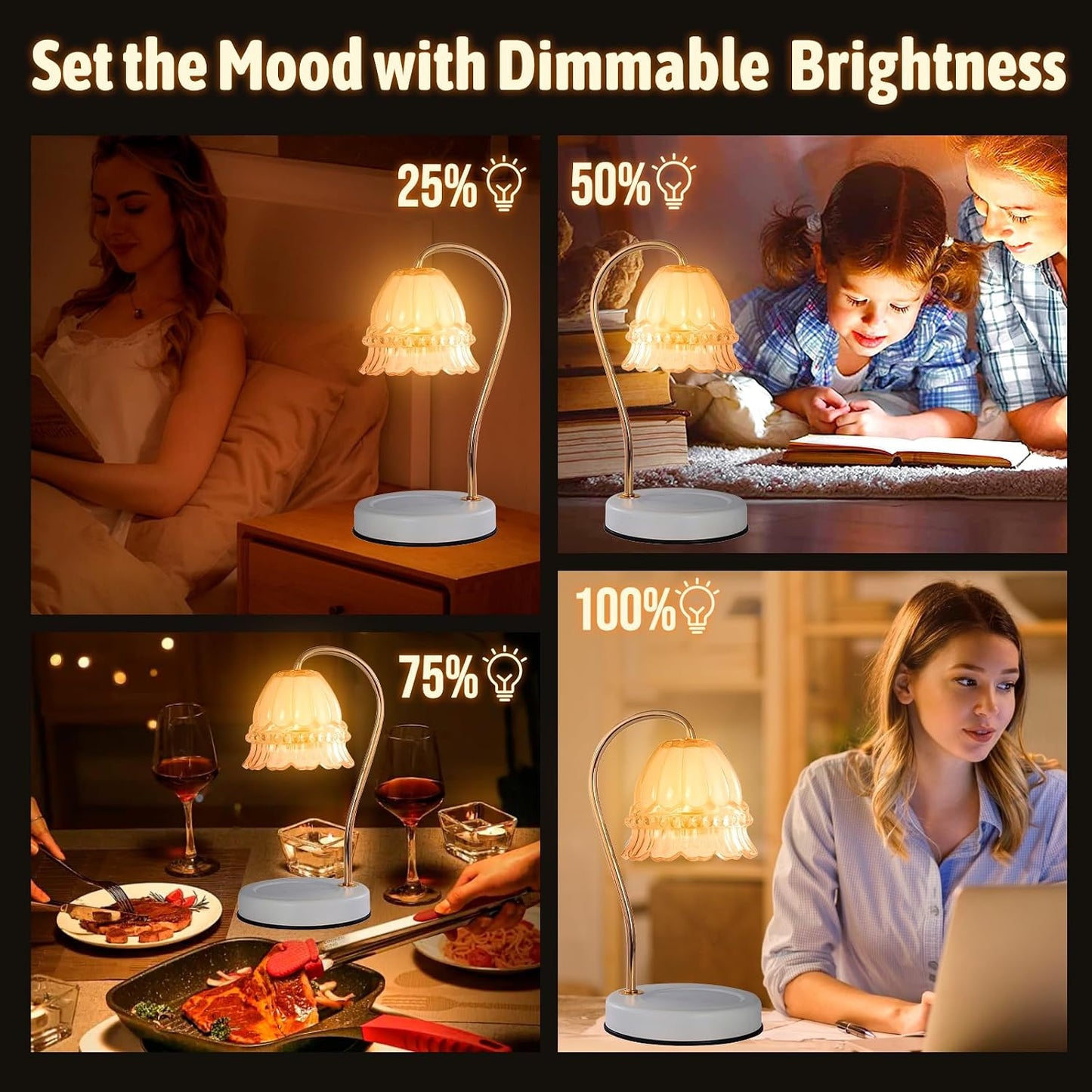 Fragrance Candle Warmer Lamp with 2 Bulbs Electric Candle Warmer with Timer & Dimmer for Home Decor