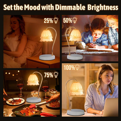 Fragrance Candle Warmer Lamp with 2 Bulbs Electric Candle Warmer with Timer & Dimmer for Home Decor