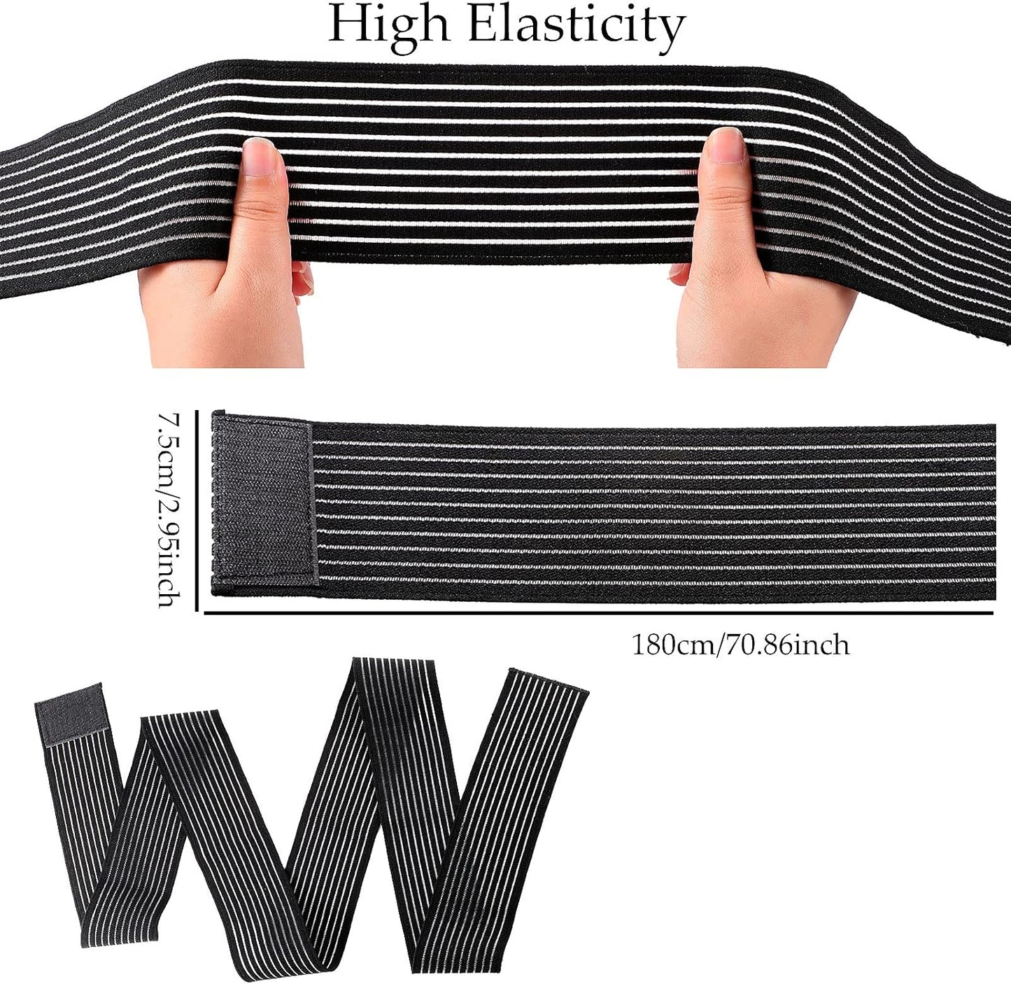 Syhood Compression Bandage Wraps for Leg, Elastic Calf Compression Sleeve Ankle Support, Adjustable Plus Size for Men and Women Stabilising Ligament, Joint Pain, Sports(4 Pieces,28 Inches)