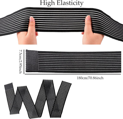 Syhood Compression Bandage Wraps for Leg, Elastic Calf Compression Sleeve Ankle Support, Adjustable Plus Size for Men and Women Stabilising Ligament, Joint Pain, Sports(4 Pieces,28 Inches)