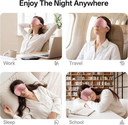 3D Sleep Eye Mask for Side Sleepers | Full Blackout, Zero Pressure, Lash Friendly, Adjustable Strap, Pink color