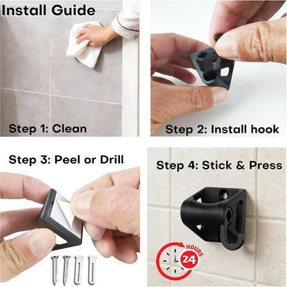 Shoe Horn Holder Set, Wall Mounted Adhesive & Screw Included, No Drill or Drill Optional Shoe Horn Organizer Bracket, Space-Saving Entryway Closet Storage Solution (2, Black)