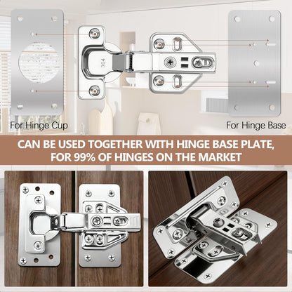 Cabinet Hinge Repair Board Replacement Kit,Cabinet Hinge Repair Kit | Cabinet Door Hinge Repair Plates with Screws 10-Pcs