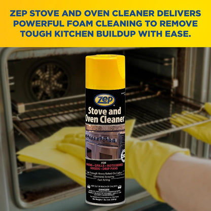 Zep Stove & Oven Cleaner 19 oz (2 Pack) + Blue Microfiber Rag | One 2-pack of 19 oz Zep Stove & Oven Cleaner plus one reusable blue microfiber rag for baked-on grease cleanup.